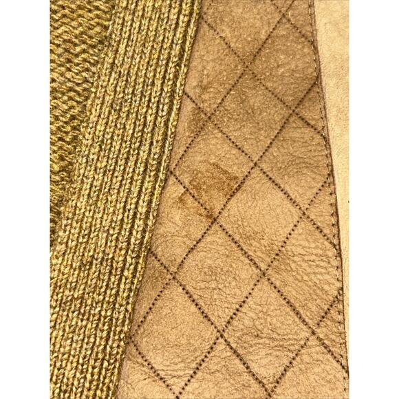 Vintage 60s Arrow Wool Cardigan Sweater Men Med Grandpa Tan Leather Cum Laude A1 - Picture 12 of 15